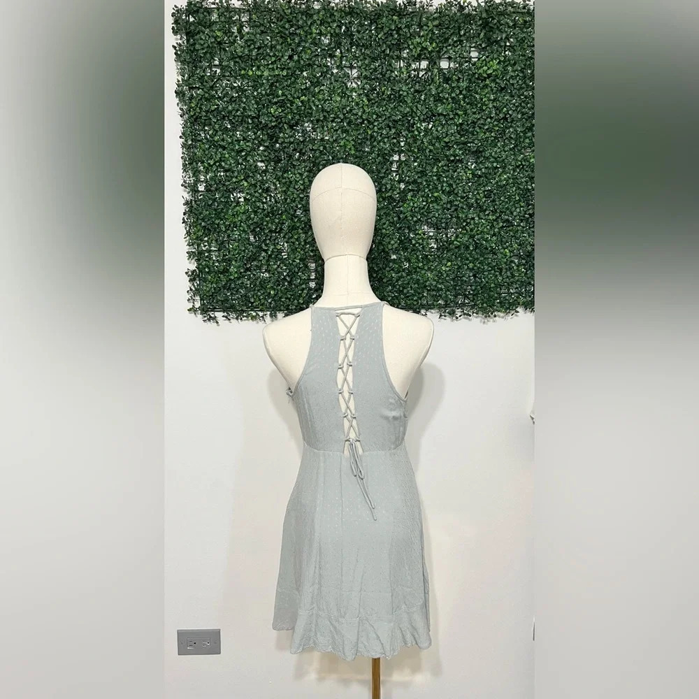 Lulus Twist and Twirl Dusty Sage Faux Wrap Dress Size Medium - Picture 5 of 9